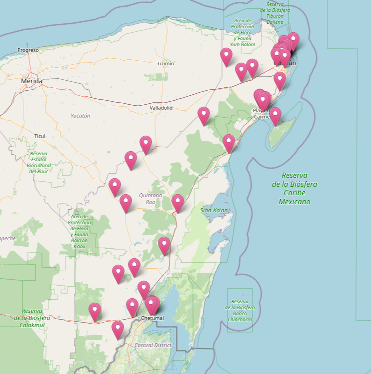 Mapa de los puntos de entrega