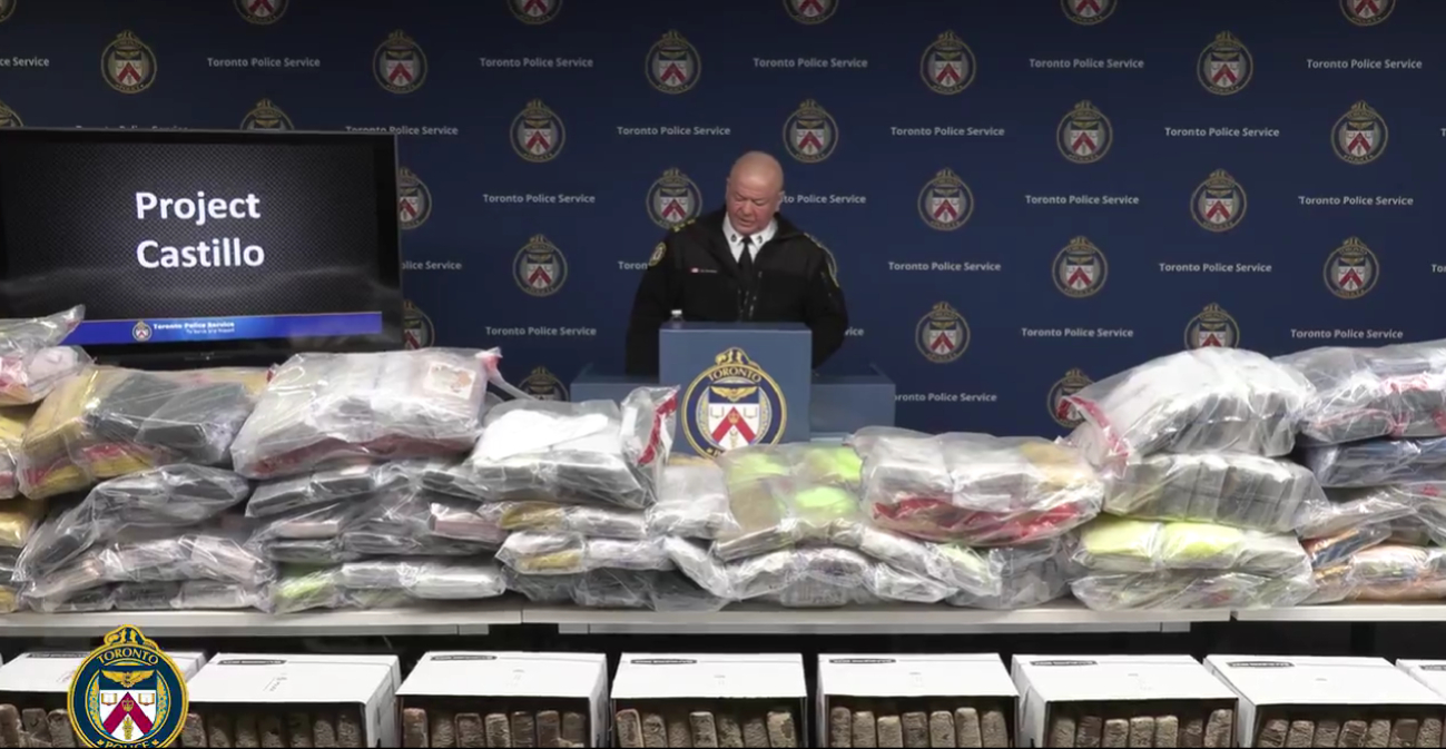 Incautan 835 kilos de cocaína en Toronto, Canadá. Se presume que pertenece al CJNG