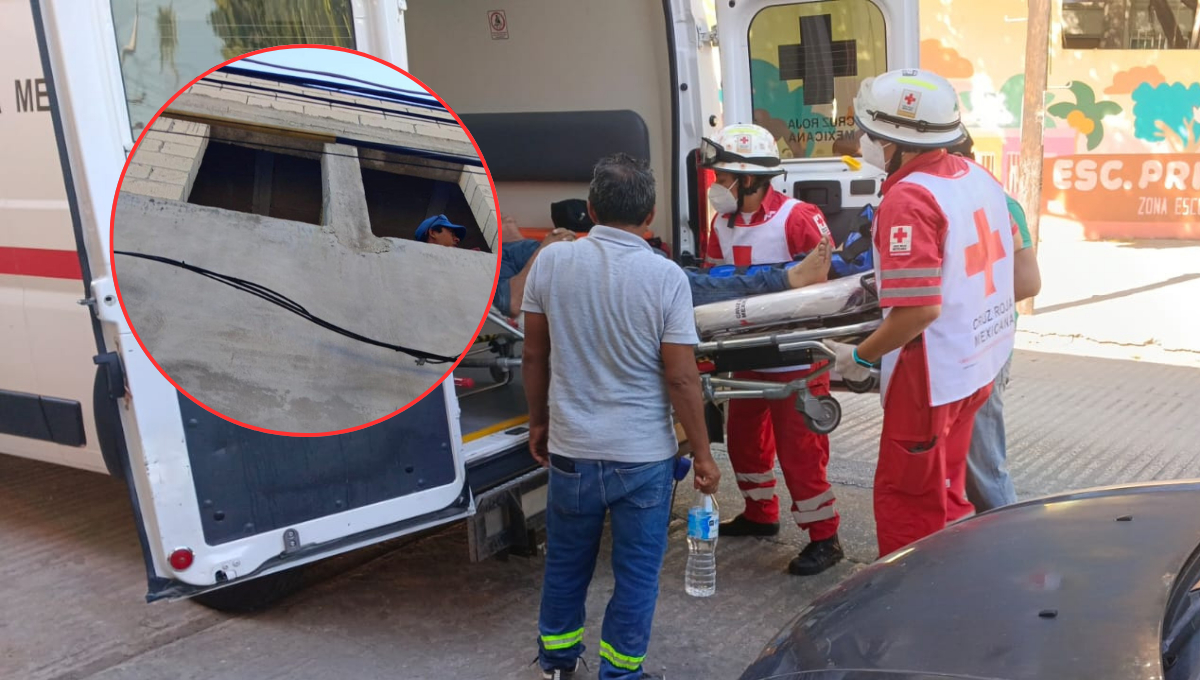 Maestro de construcción cae de varios metros y resulta lesionado