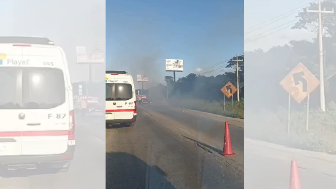 Bomberos de Solidaridad y Guardia Nacional controlaron el tráfico en la zona