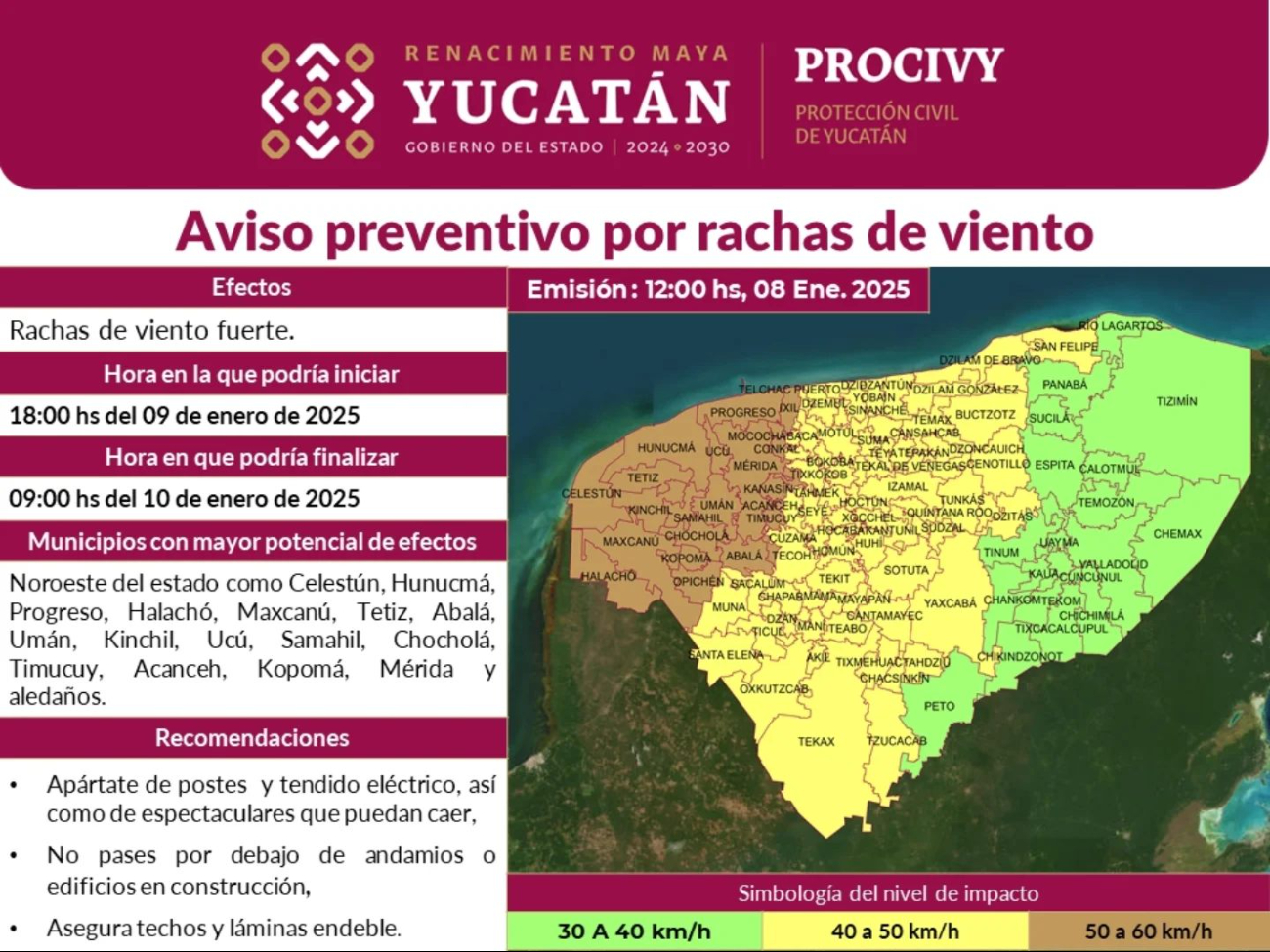 Estos serán los municipios de Yucatán más afectados