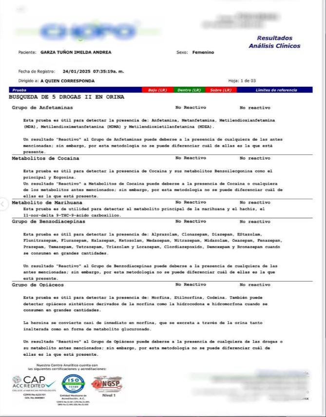 Prueba toxicologica