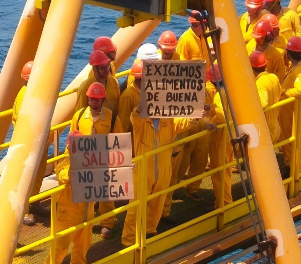 Trabajadores petroleros en huelga de hambre por comida en mal estado