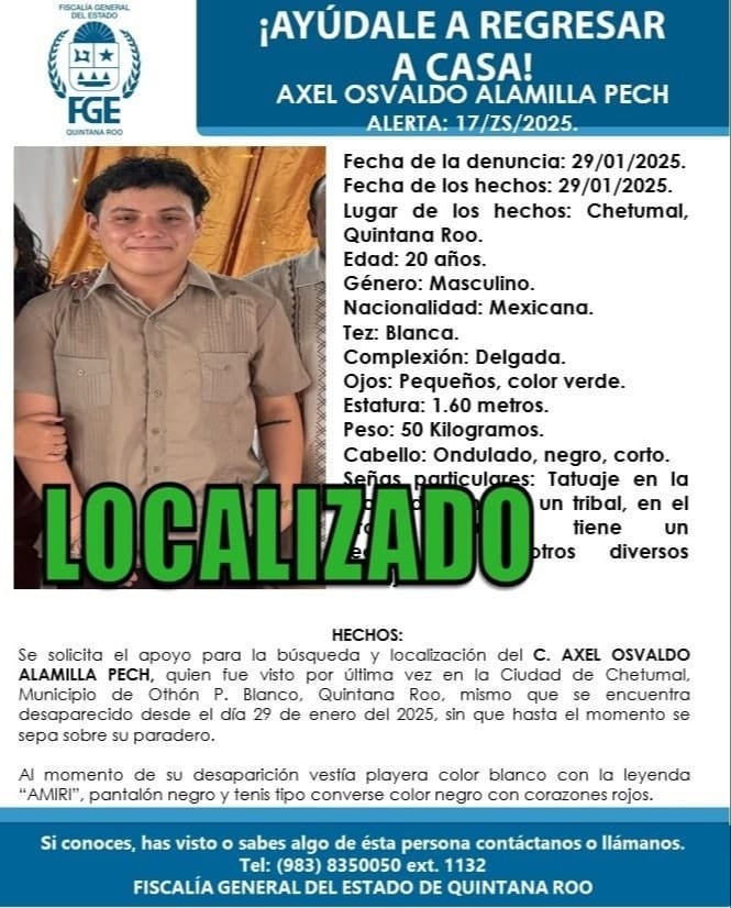 Axel Osvaldo fue localizado con vida.