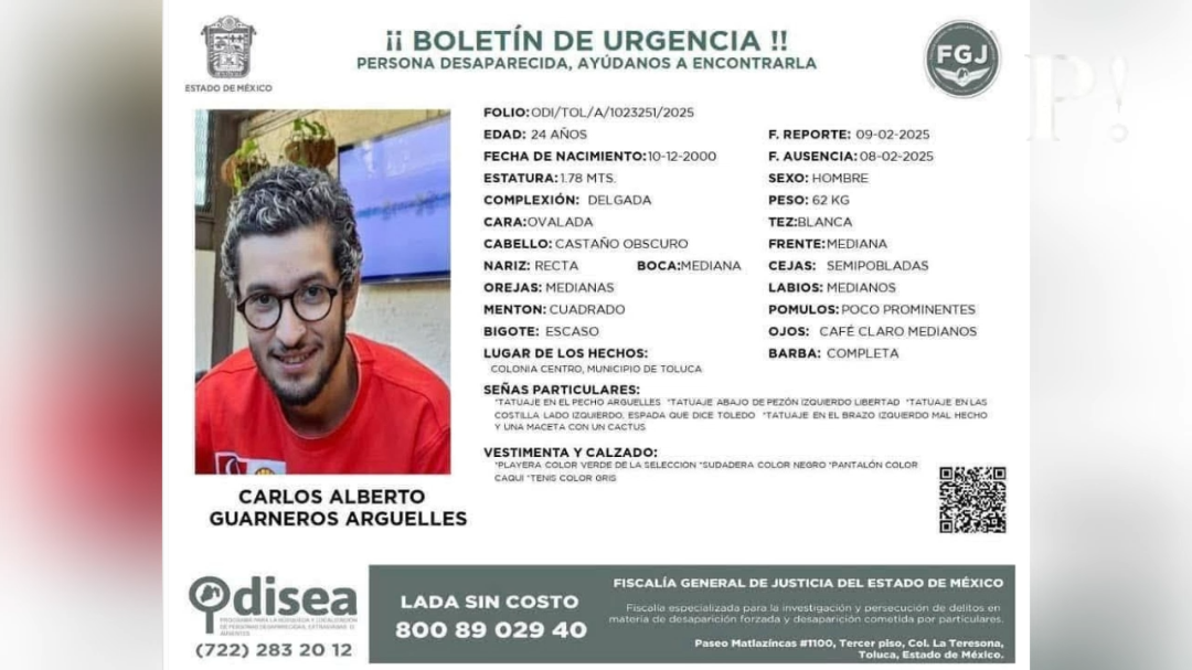 El joven, estudiante de la carrera de arquitectura en la UAEM, reportado como desaparecido en Toluca, fue hallado sin vida en Playa del Carmen