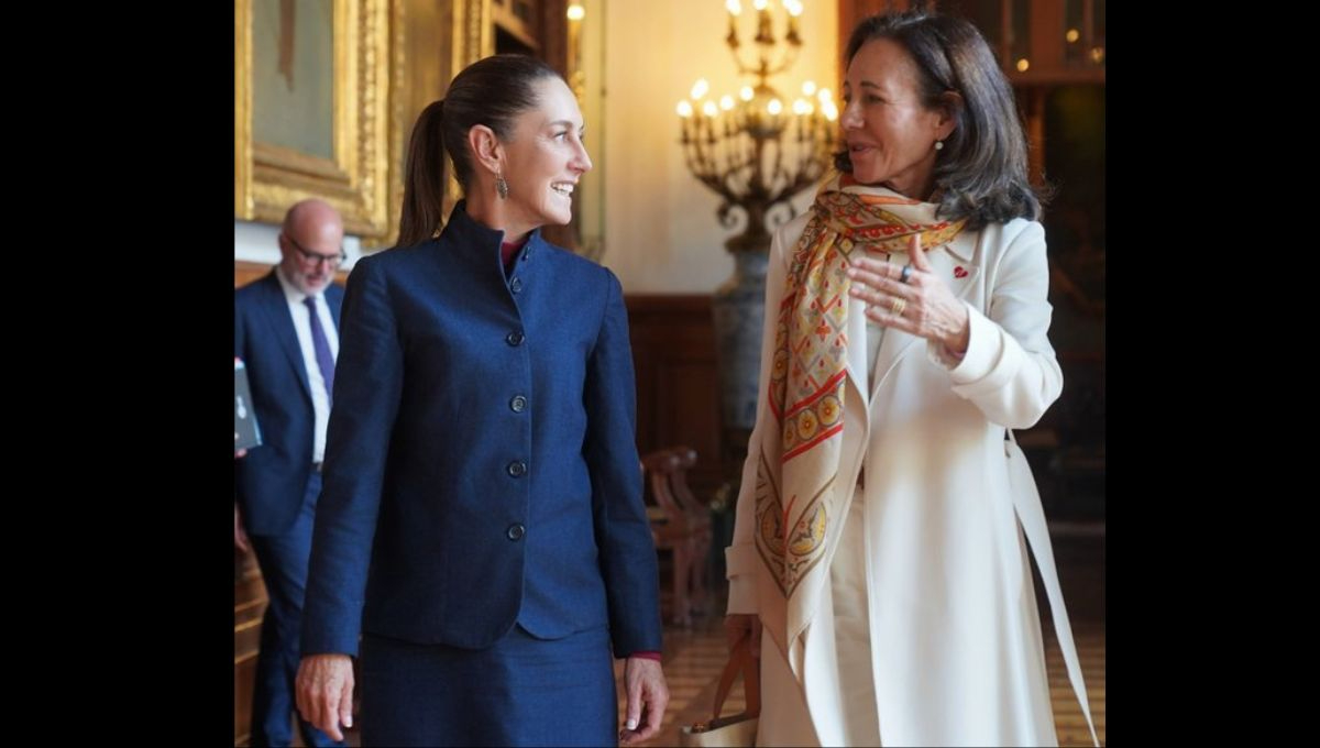 Este lunes la presidenta de México se reunió con Ana Botín, presidenta de Banco Santander