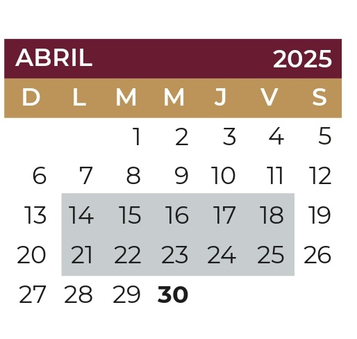 Las vacaciones serán del lunes 14 de abril al viernes 25 de abril de 2025