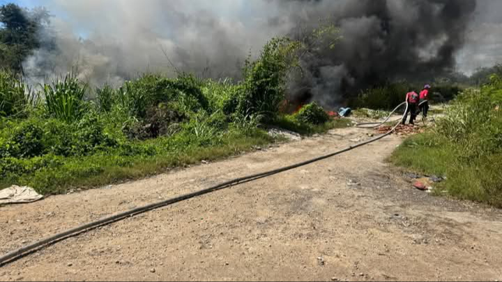 Una cuadrilla de bomberos controló el incendio forestal de la colonia.