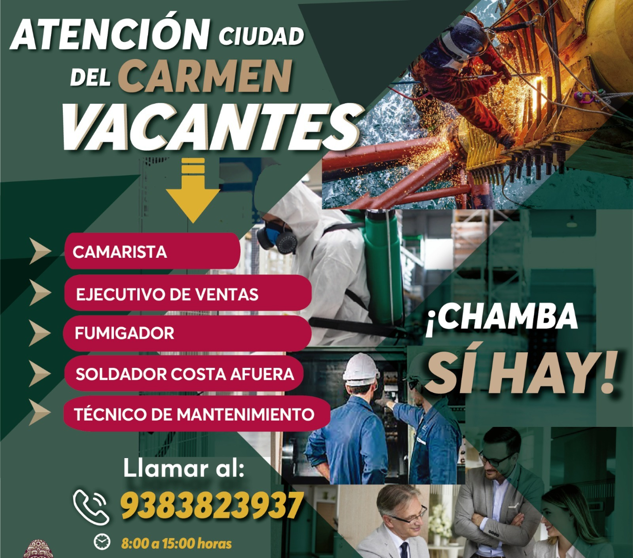 En Ciudad del Carmen, las vacantes se orientan a áreas comerciales, mantenimiento e industria