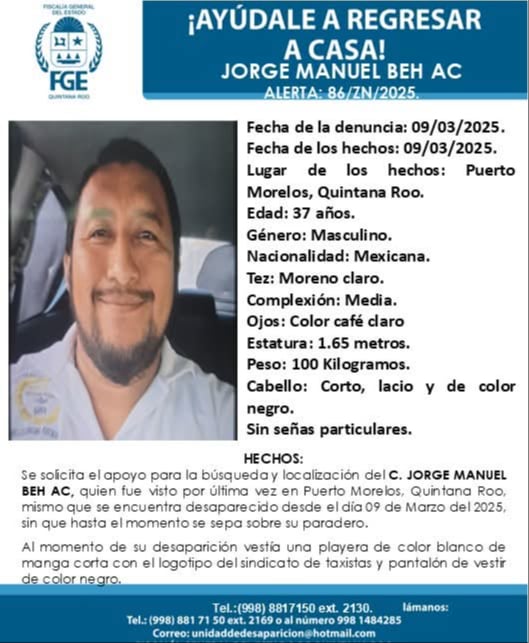 Jorge Manuel Beh Ac fue privado de su libertad.