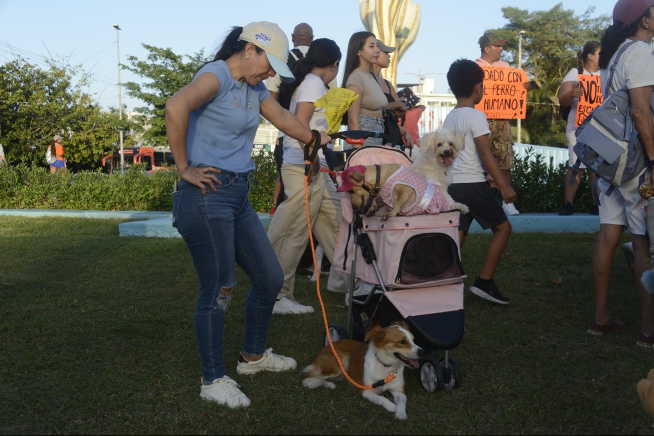 Manifestantes de todas las edades asistieron con sus mascotas