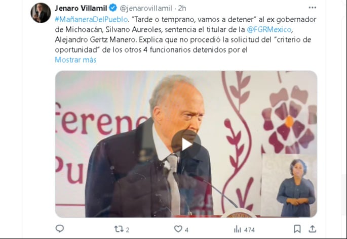 El fiscal Alejandro Gertz Manero, afirmó que Aureoles se encuentra prófugo, protegido por una red de apoyo