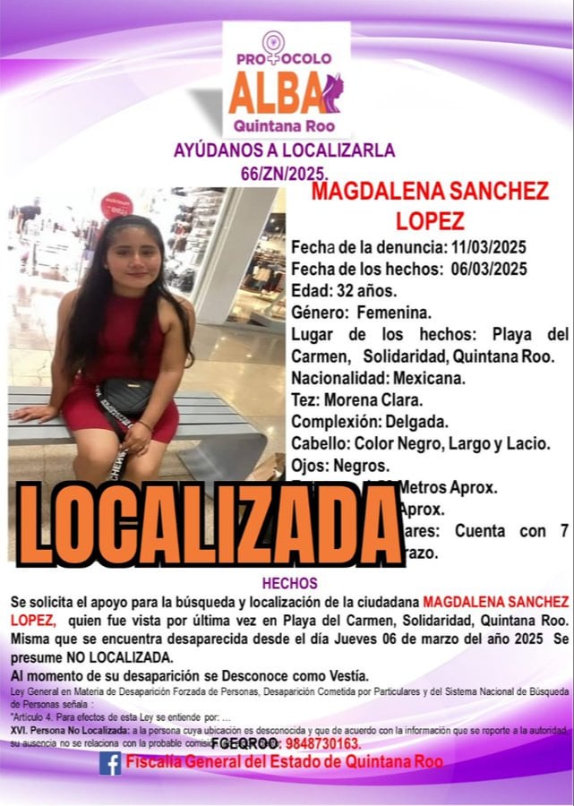 Localizan con vida a mujer embarazada reportada como desaparecida en Playa del Carmen