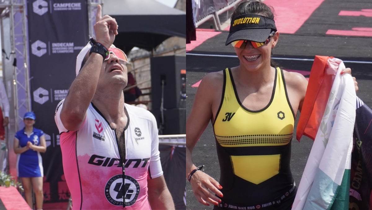 Juan Aguilar Bustillos y Andrea Gutiérrez González conquistan el Ironman 70.3 en Campeche