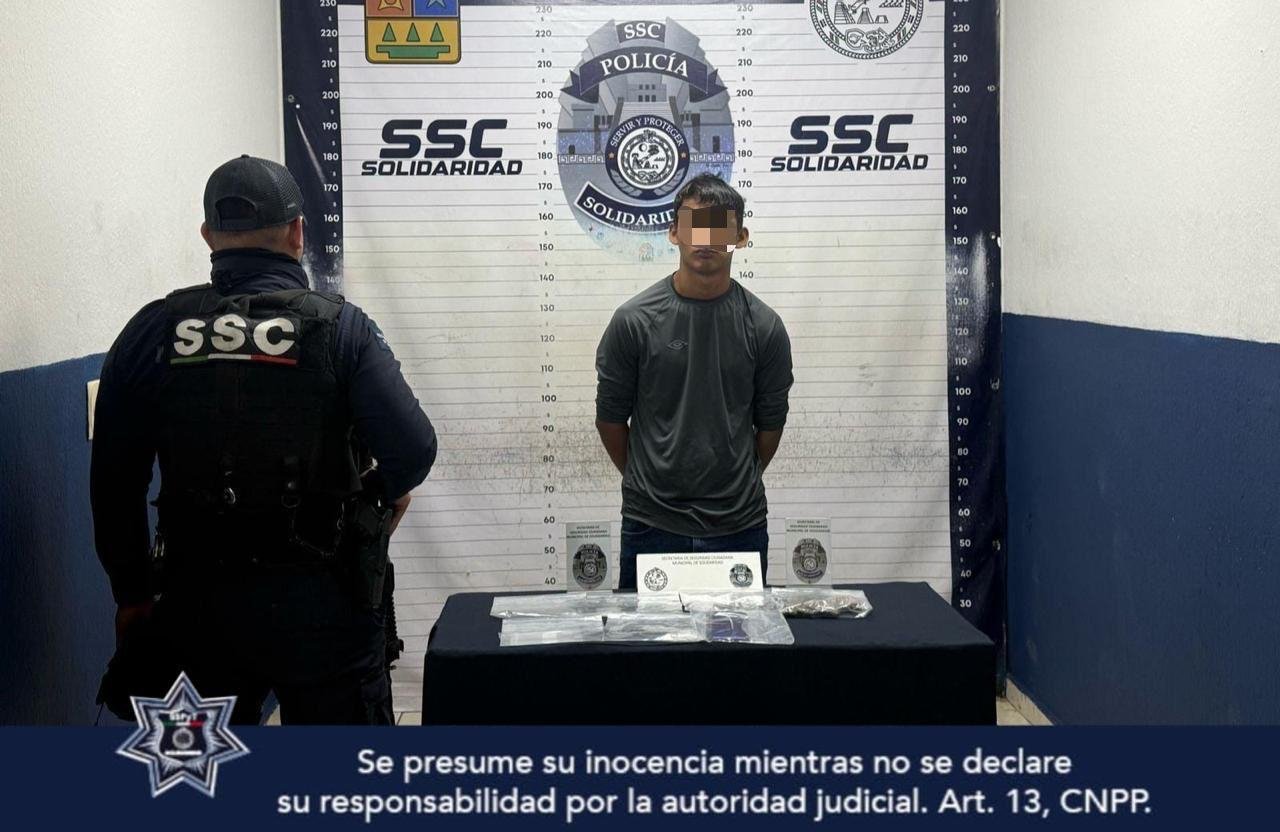 Otro detenido en Playa del Carmen: Chiapaneco es “sorprendido" con 30 dosis de narcóticos