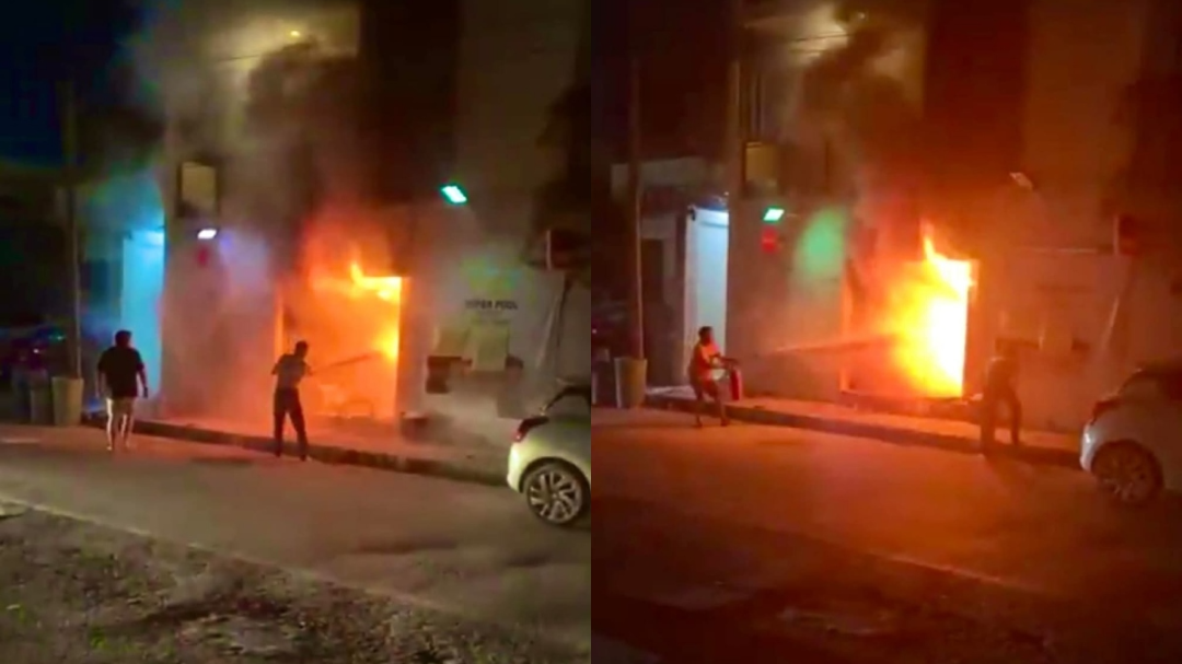 El incendio se originó en una tienda de abarrotes en Tulum