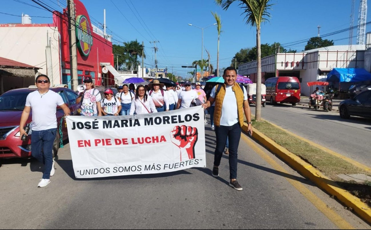 Docentes de educación básica vuelven a marchar contra la reforma del ISSSTE en José María Morelos