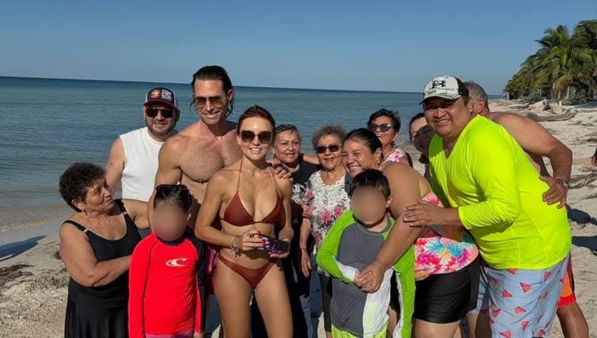 Familia yucateca convive con  Sebastián Rulli y Angelique Boyer en la playa