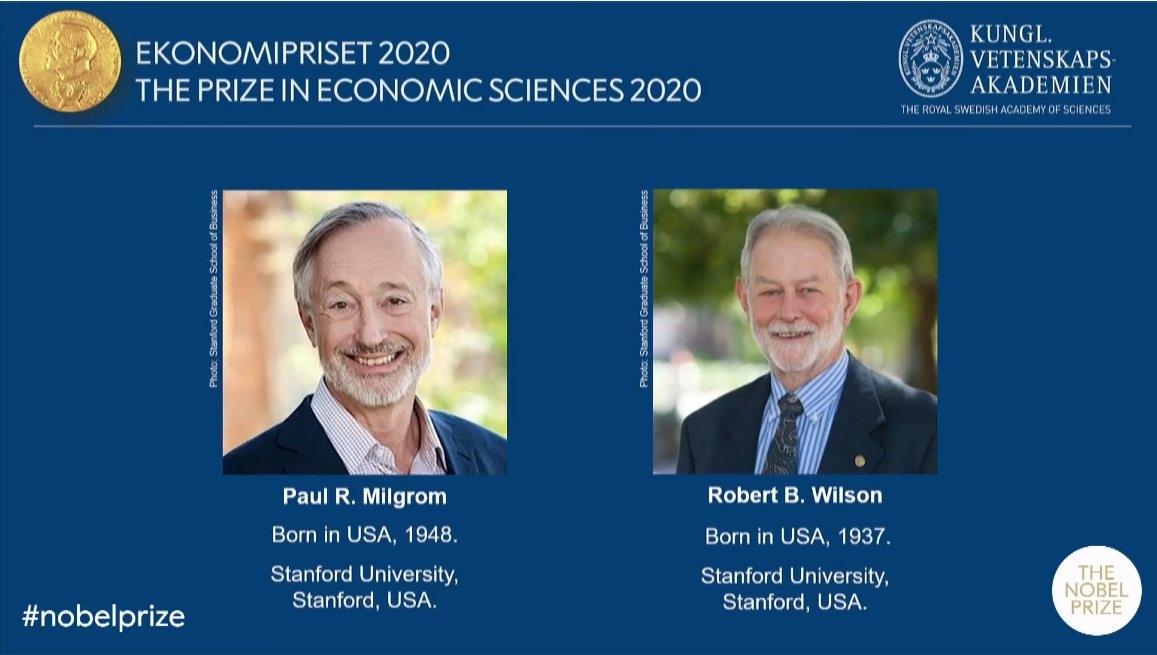 Premio Nobel de Economía va para los estadounidenses Paul Milgrom y Robert Wilson