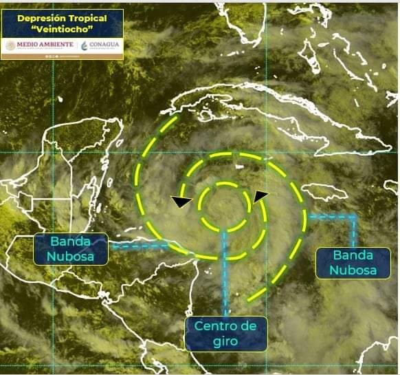 Surge la Depresión Tropical 28 frente a las costas de Quintana Roo