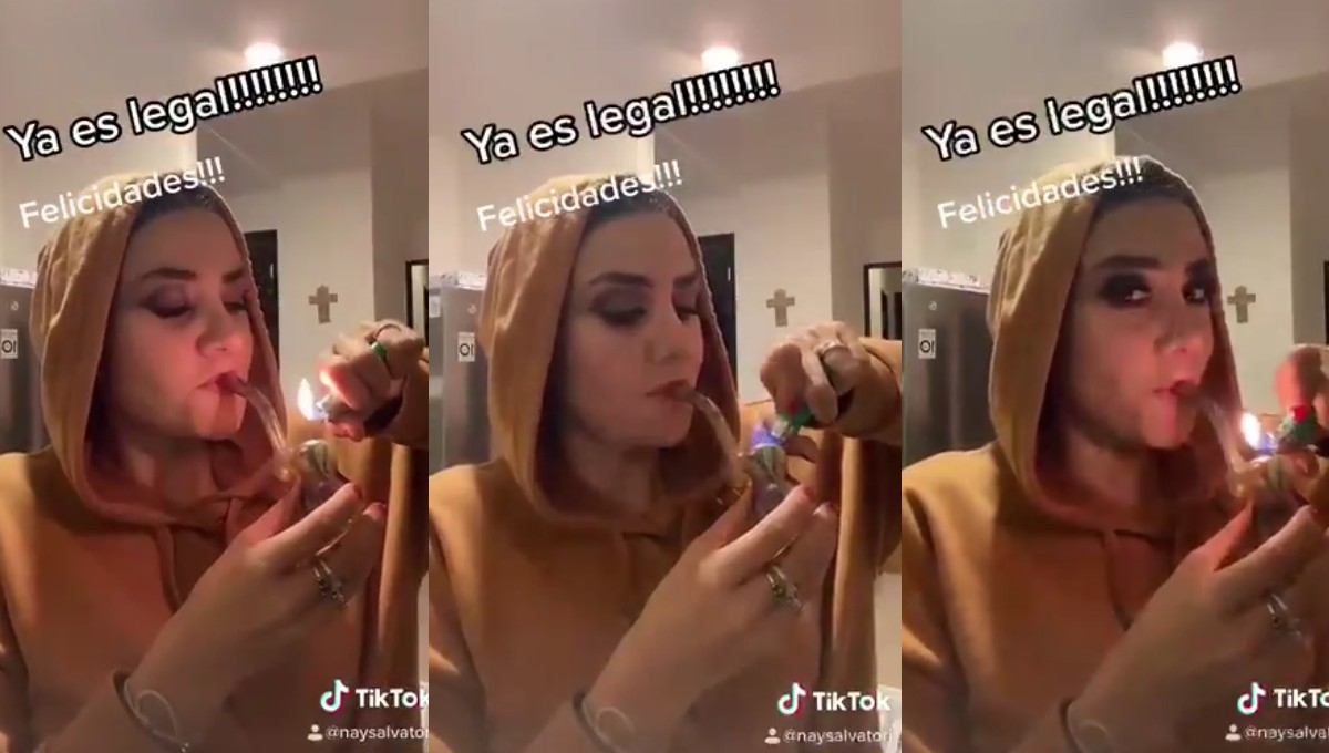 Diputada de Puebla celebra legalización fumando mariguana en Tiktok (VIDEO)