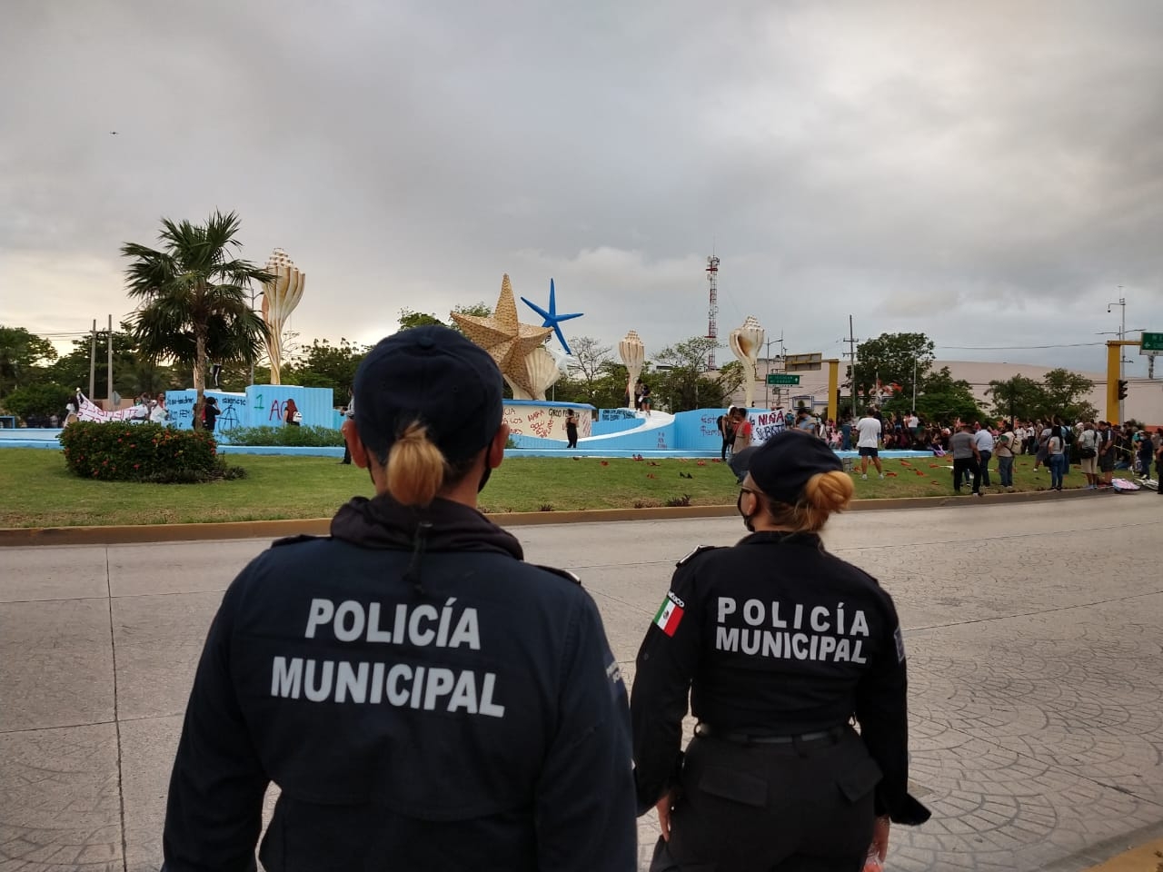 Solo mujeres participan en el operativo de seguridad por la marcha del 25N en Cancún