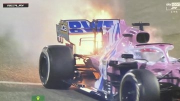 Checo Pérez pierde podio en el GP de Bahréin tras incendiarse su auto (Videos)