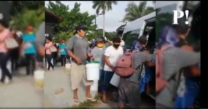 Pasajeros se olvidan de la sana distancia en combis de Hunucmá: VIDEO