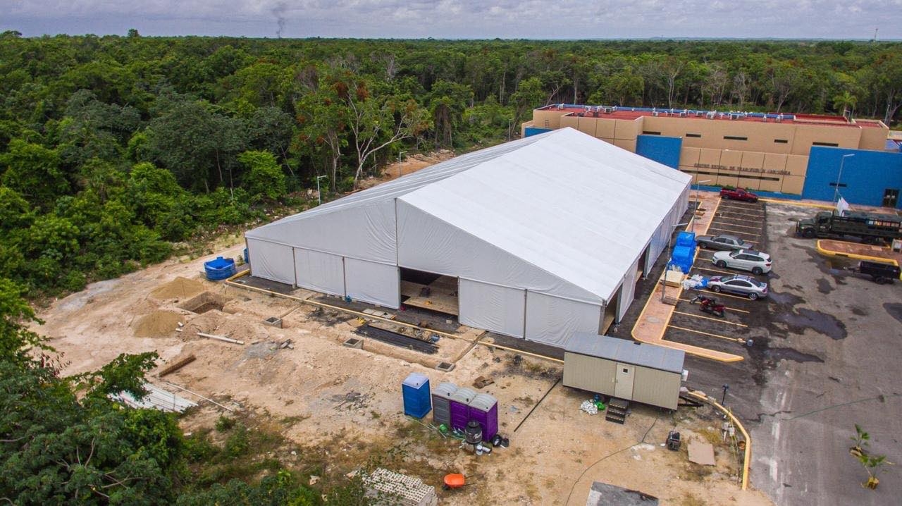 Obras del Hospital Temporal en Chetumal (Facebook)