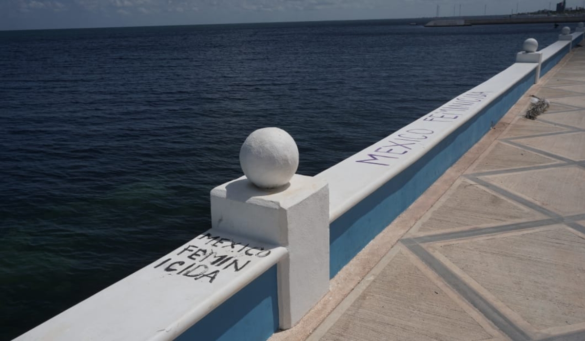 "México feminicida", así pintaron el Malecón de Campeche: FOTOS