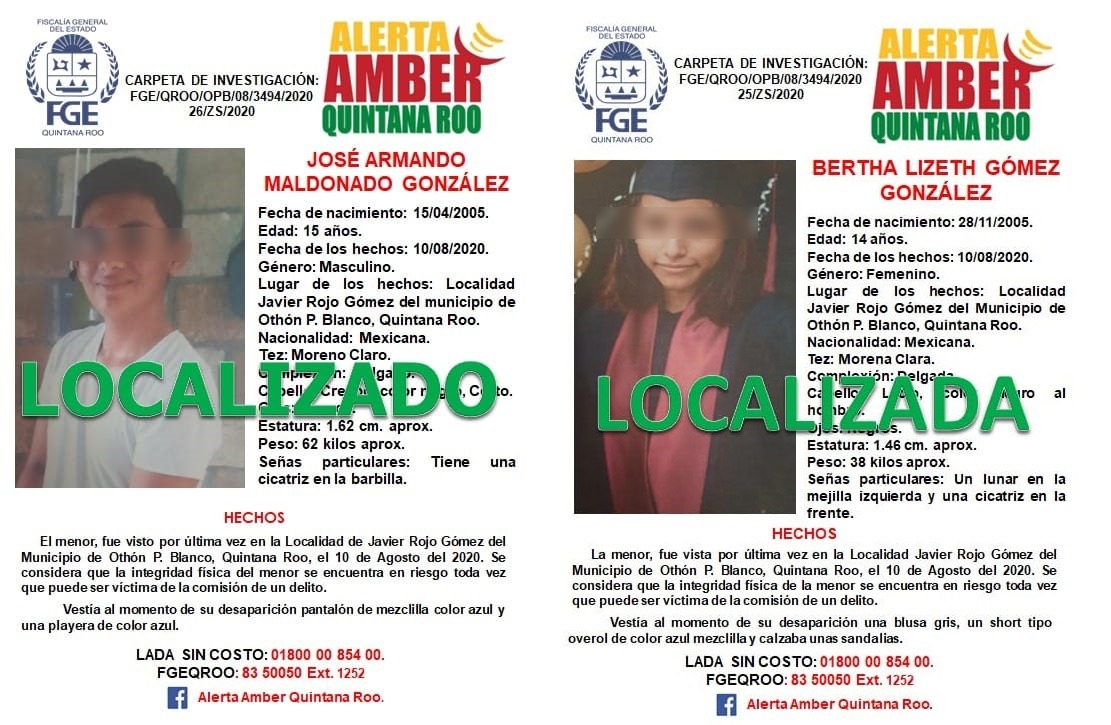 Localizan a dos menores extraviados en Chetumal