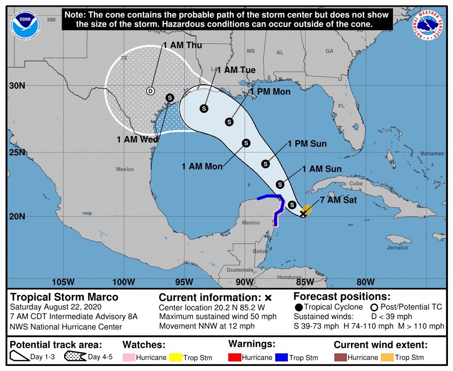 Cozumel recibirá efectos de la Tormenta Tropical Marco en las próximas horas