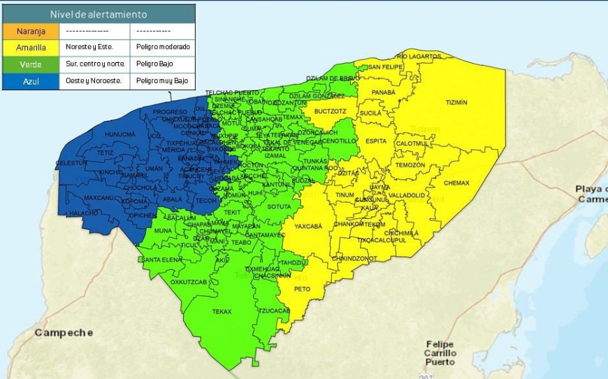 Yucatán incrementa a Alerta Amarilla en municipios del norte y este por Tormenta Tropical Marco