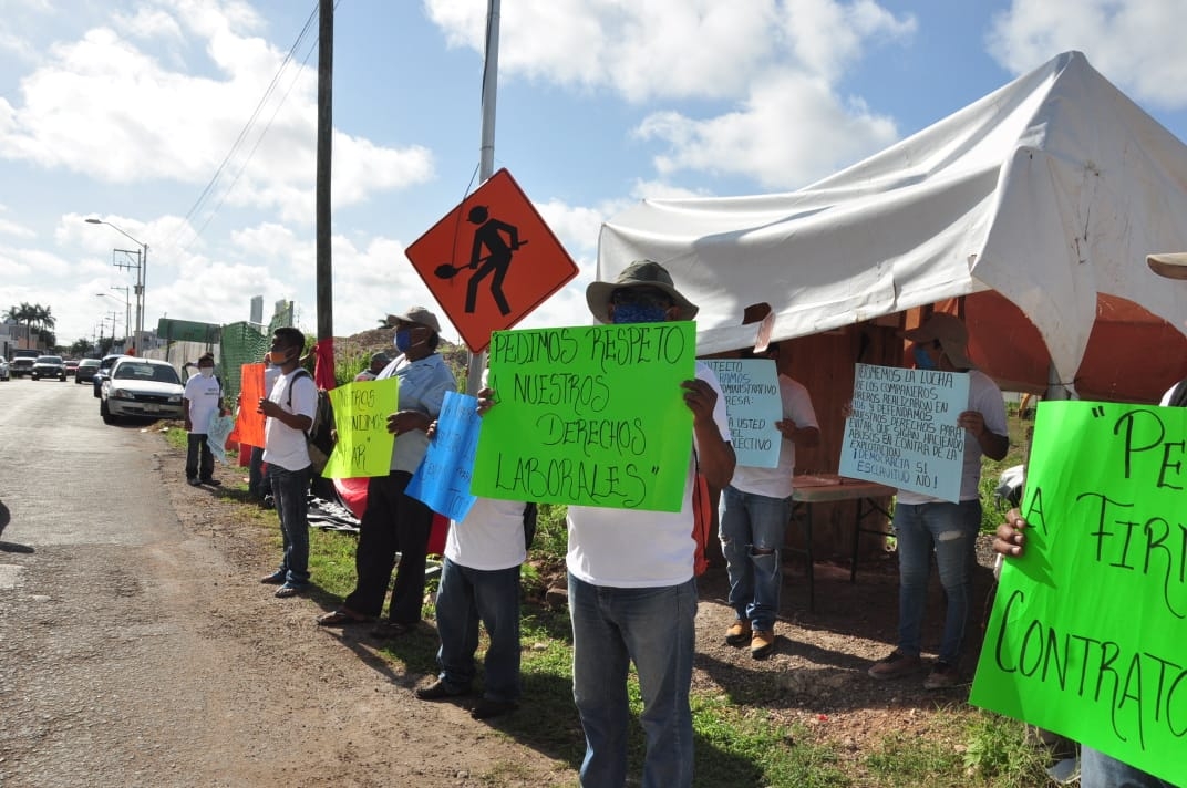 Terraceros y trabajadores de la construcción estallan huelga en Mérida