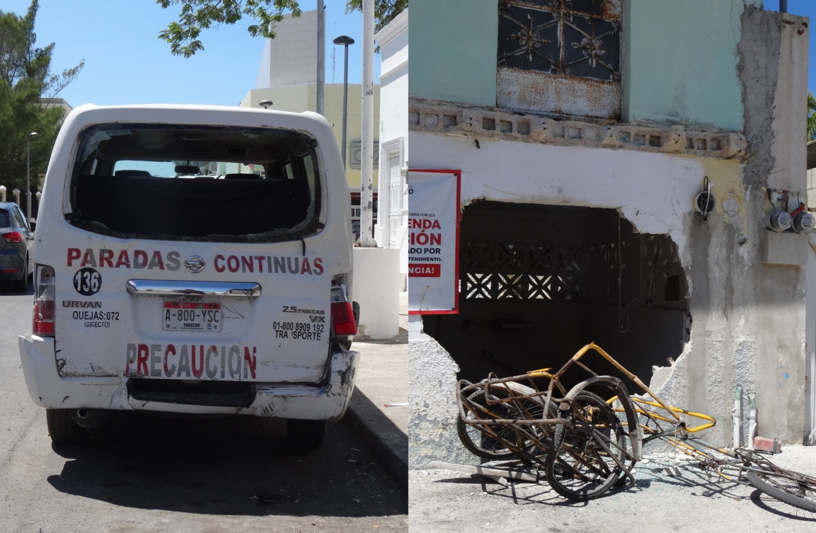 Combi se ‘echa’ de reversa y atropella a dulcero en Progreso