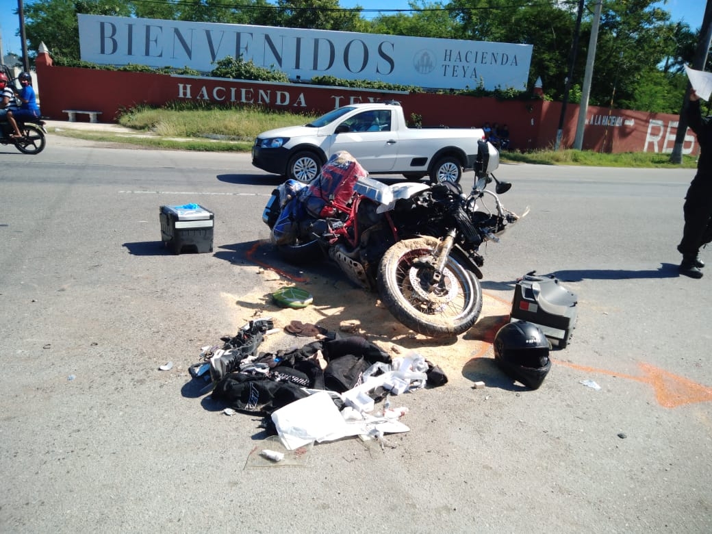 Motociclista choca contra un camión de basura sobre la carretera Valladolid-Mérida