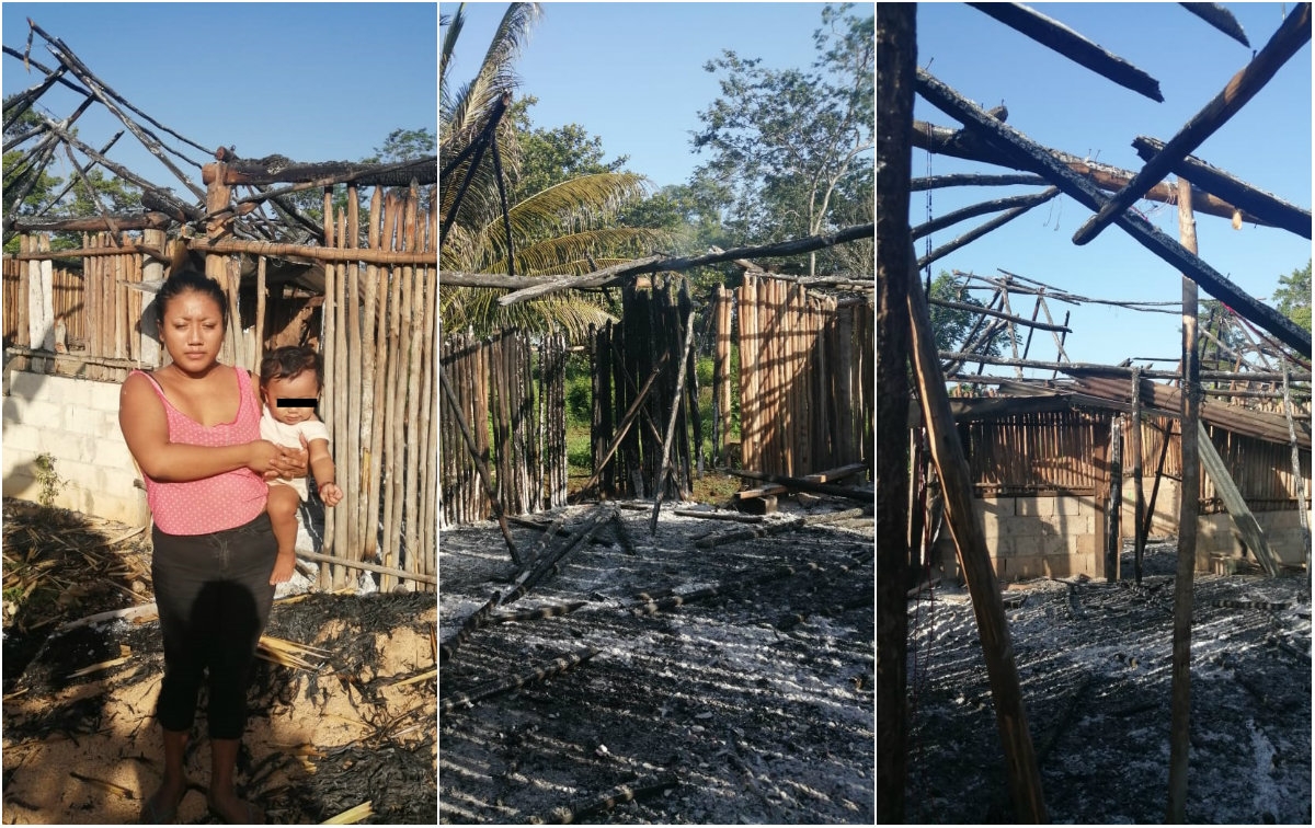 Incendio consume casa de madre soltera en Felipe Carrillo Puerto