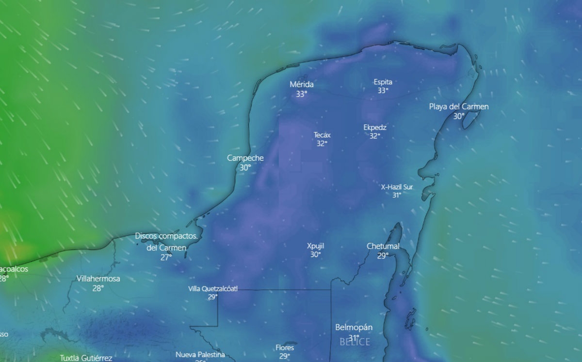 Clima para Campeche y Yucatán (Windy)