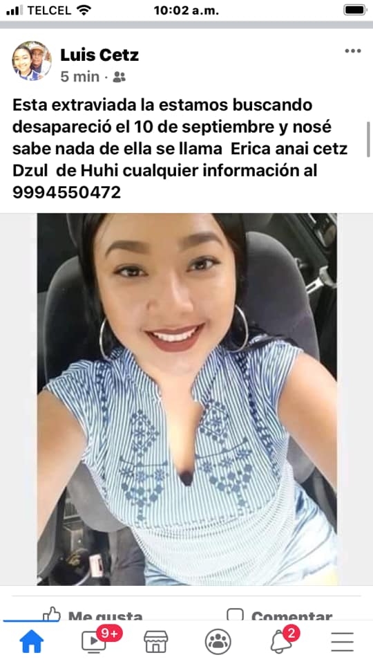 Familiares buscan a joven extraviada en Huhí