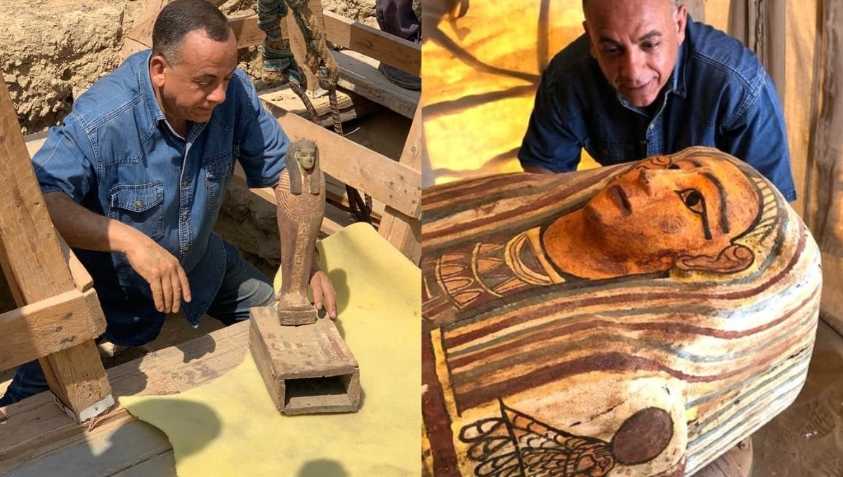 Hallan 27 sarcófagos enterrados desde hace 2 mil 500 años en Egipto (VIDEO)