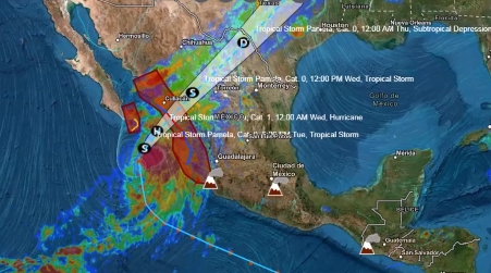 De seguir su curso, Pamela ingresará a Sinaloa trayendo posibilidad de deslaves e inundaciones