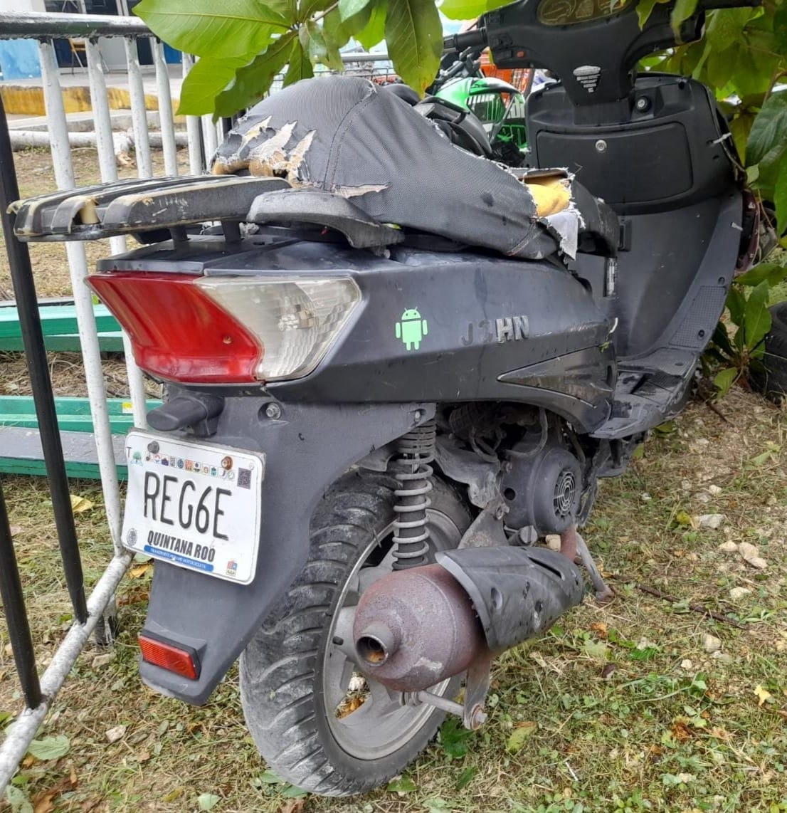 Aseguran motocicleta robada y abandonada en la maleza en Playa del Carmen