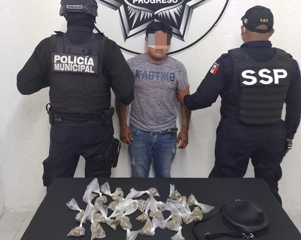 Detienen a hombre con bolsas de marihuana en Chicxulub Puerto