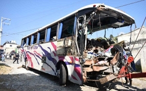 Así quedó el autobús que se chocó