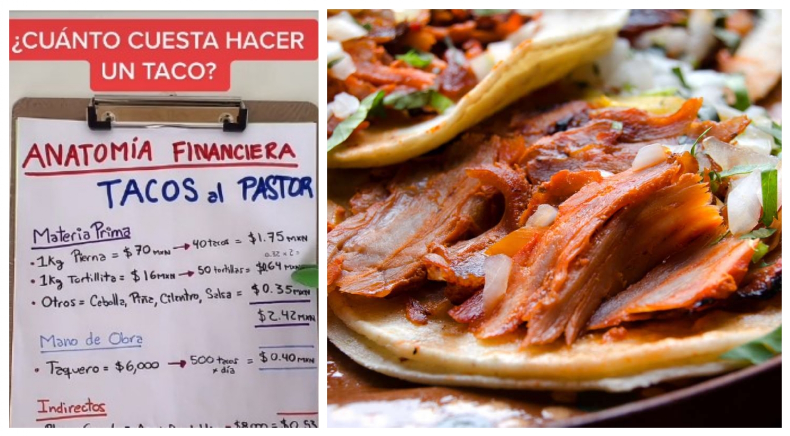 ¿Cuánto cuesta hacer un taco al pastor? Tiktoker revela precio real y se hace viral: VIDEO