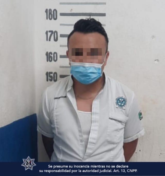 Los policías procedieron al aseguramiento de Carlos "N" de 27 años de edad, originario de Veracruz