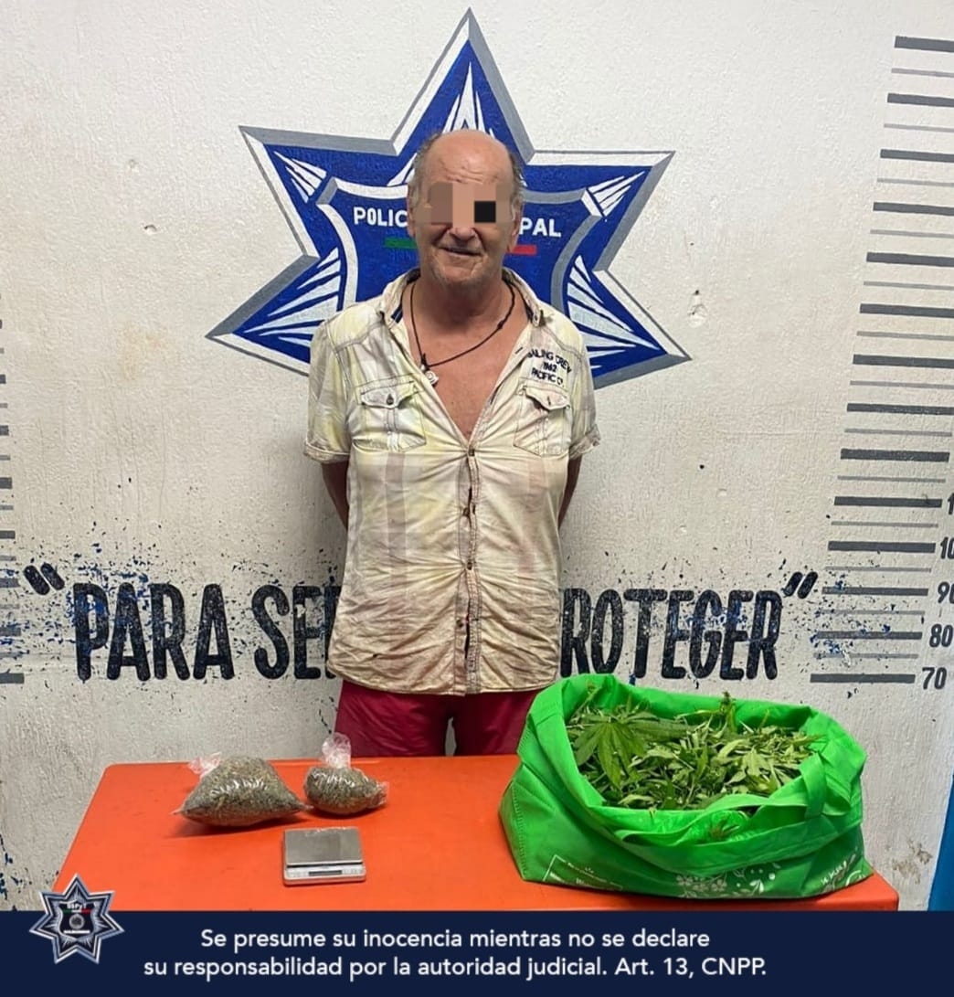 Detienen a hombre por posesión de marihuana en Playa del Carmen