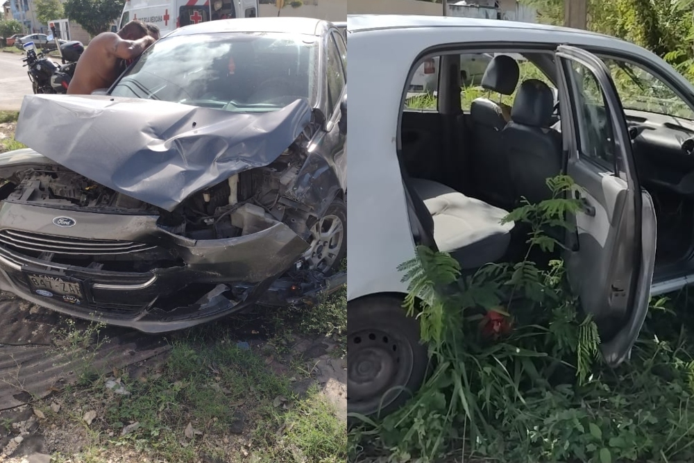 Choque entre dos vehículos deja dos personas lesionadas en Carrillo Puerto