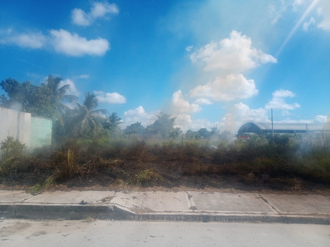 Quema de basura provoca incendio en monte baldío de Escárcega