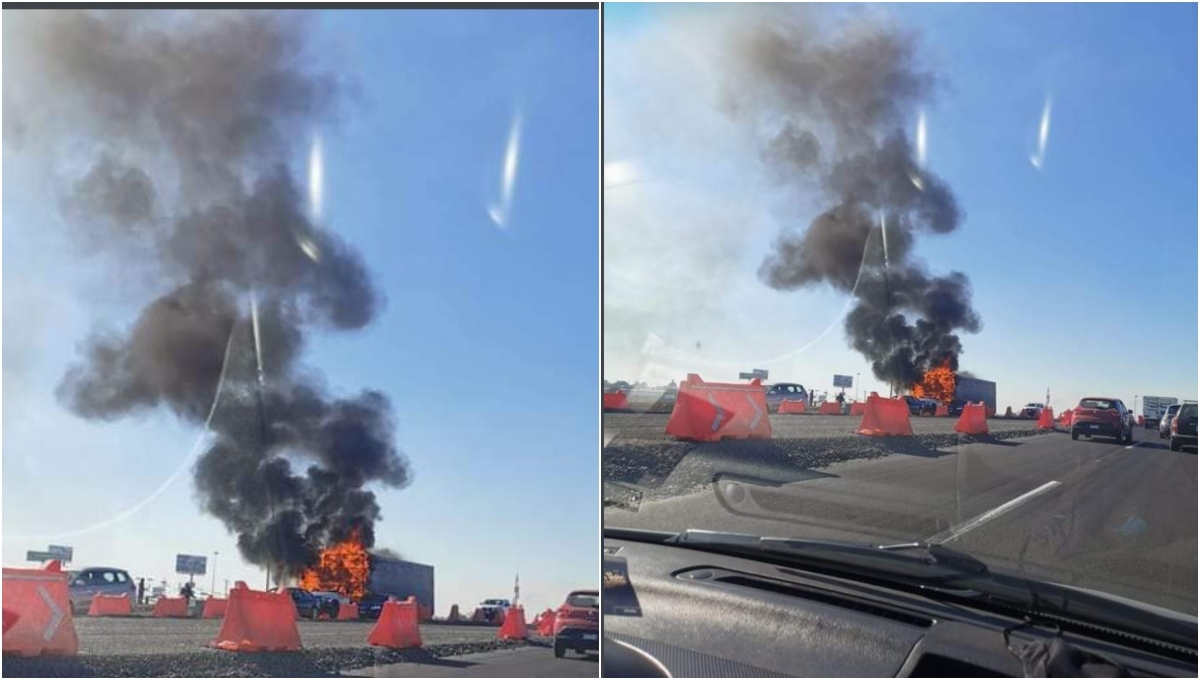 Esta mañana se registró un incendio en un tráiler, lo que provocó el cierre parcial de la autopista México-Pachuca, a la altura del municipio de Tecámac